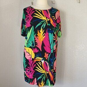 Soma XL Cool Nights Short Sleeve Sleepshirt Tropical Leaf